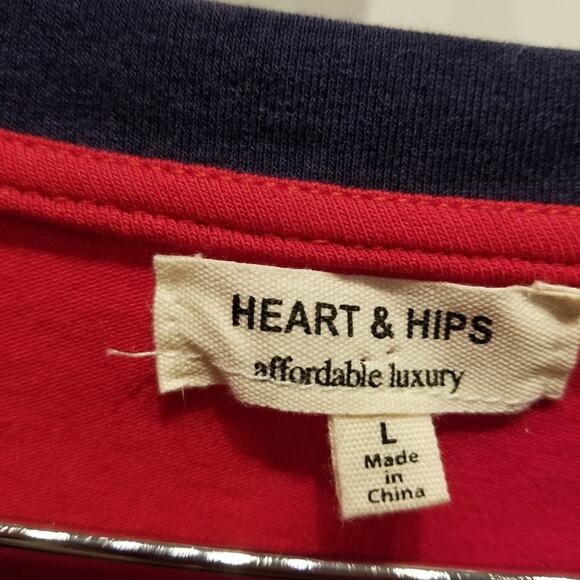 Heart & Hips Stretch Dress Slip On Red White Blue Juniors Size L - Picture 6 of 9